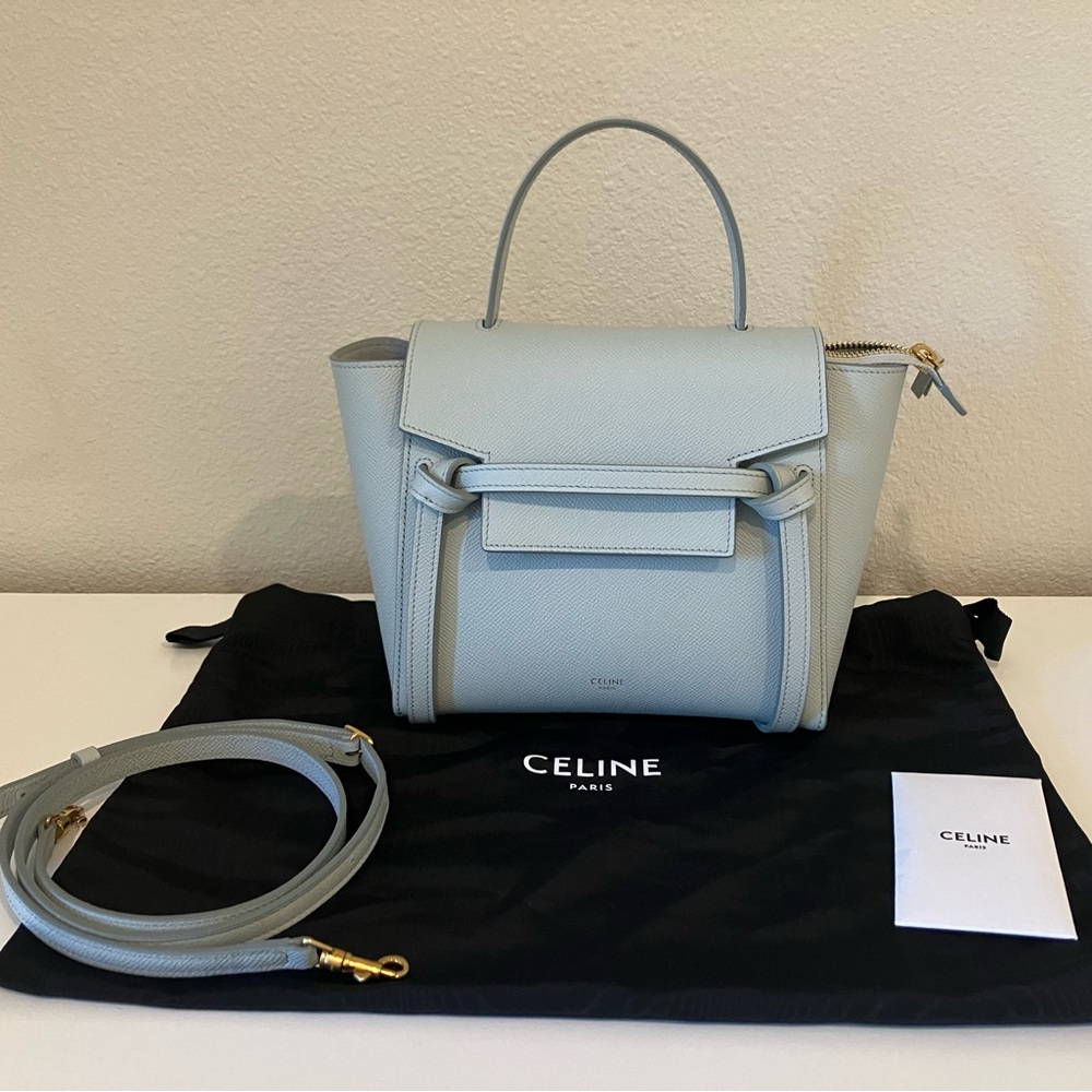 Celine Nano Belt Bag (Soft Blue)